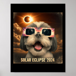 Selfie Shih Tzu Kids Mens Solar Eclipse Poster