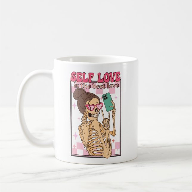 Selfie Skeleton Seleton Seleton Selfon Selfon Self Kaffeetasse (Links)