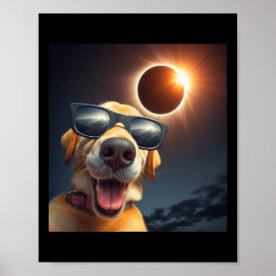 Selfie Solar Eclipse Tragen Gles Fun Dog Liebhaber Poster