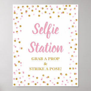 Selfie Station Grab a Prop Strip a Pose Signieren  Poster