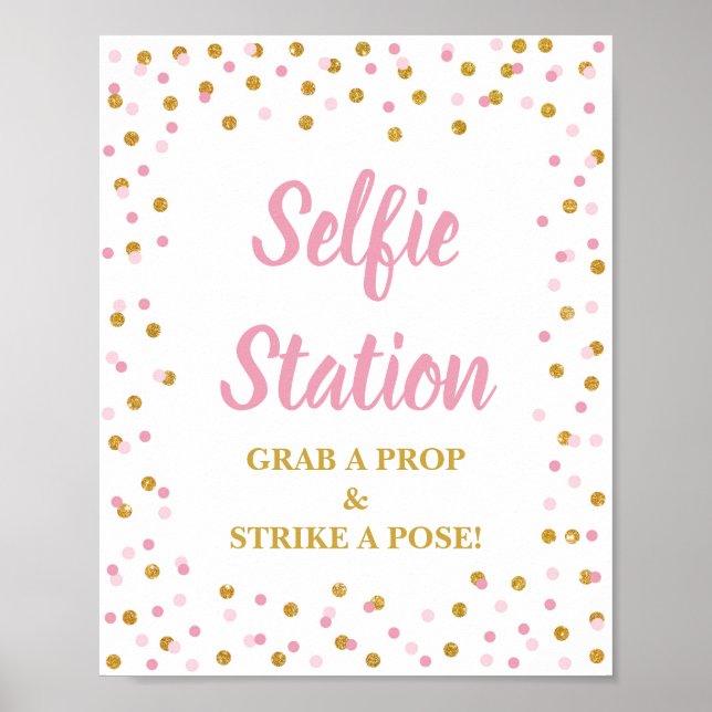 Selfie Station Grab a Prop Strip a Pose Signieren  Poster (Vorne)
