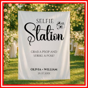 Selfie-Station Hochzeitsschild Moderne Kulisse Wandteppich