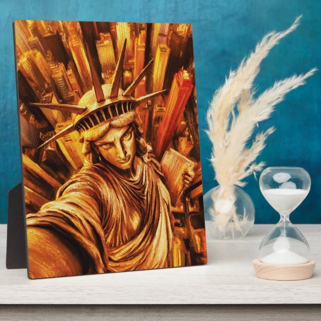 Selfie-Style Statue of Liberty Ölbild  Fotoplatte (Seite)