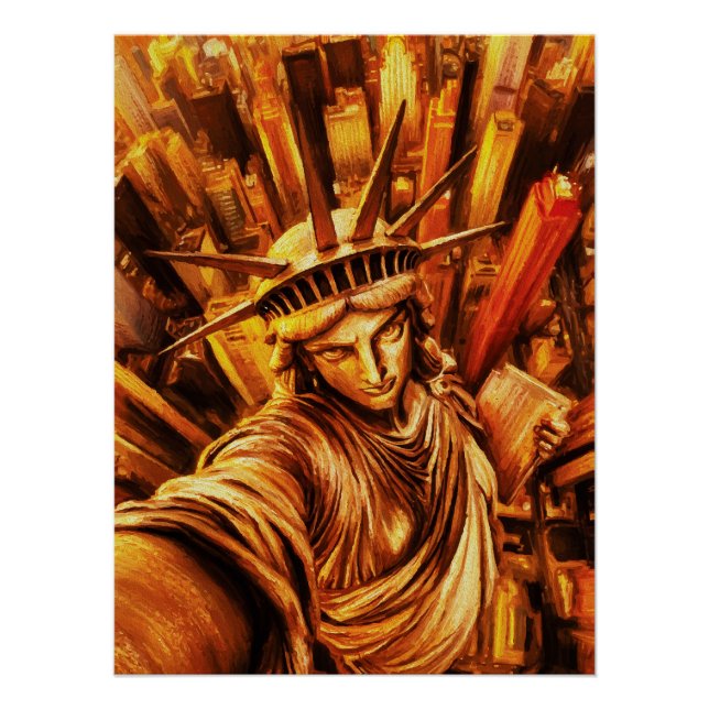 Selfie-Style Statue of Liberty Ölbild  Poster (Vorderseite)