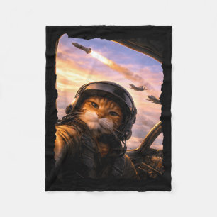 Selfie-Truppe Katze lustiger Kampfpilot Meme-Kitty Fleecedecke