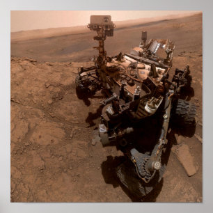 Selfie von Mars Curiosity - rote Marslandschaft Poster