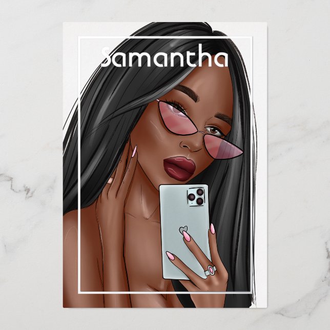 Selfie Woman Birthday Party Einladung (Vorderseite)