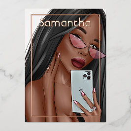 Selfie Woman Birthday Party Folieneinladung