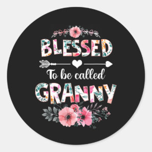 Selig, als Granny Shirt Funny Granny Mot bezeichne Runder Aufkleber