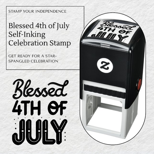 Selig am 4. Juli Briefmarke der Selbstmord-Feier Permastempel (Blessed 4th of July Self-Inking Celebration Stamp)