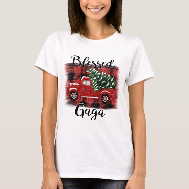 Selig Gaga Red Truck Vintage Weihnachtsbaum T-Shirt (Vorderseite)