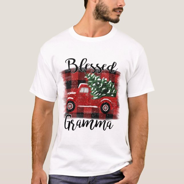 Selig Gramma Red Truck Vintage Weihnachtsbaum T-Shirt (Vorderseite)