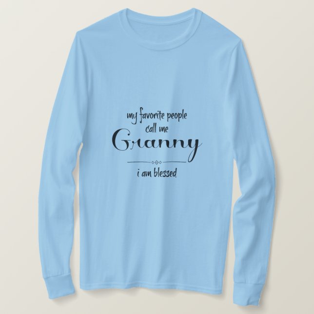 Selig Granny (schwarzer Text) T-Shirt (Design vorne)
