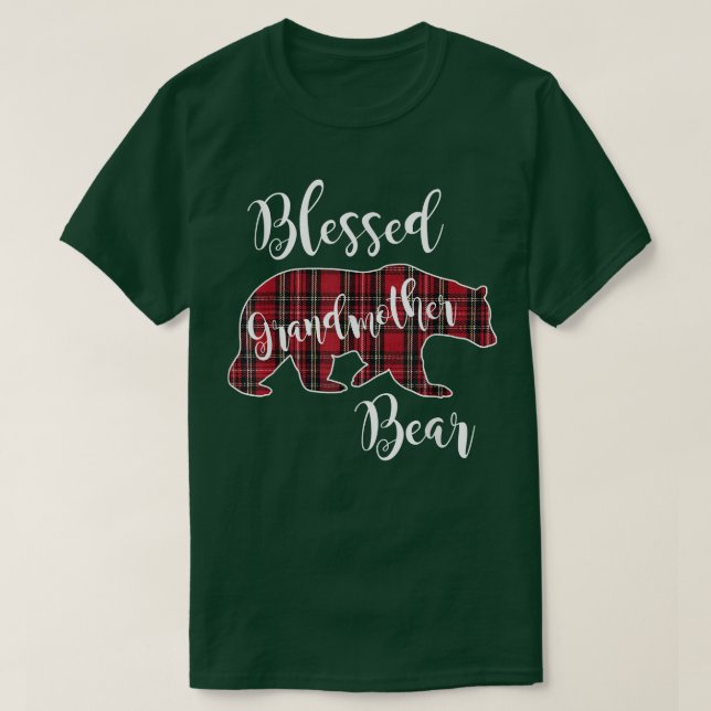 Selig Großmutter Bär Red Tartan Kariert Fun Gran T-Shirt (Design vorne)