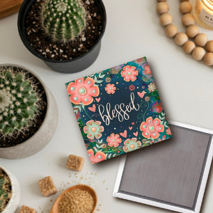 Selig Hübscher Spaß Blau Rosa Bläserinspirivität Magnet