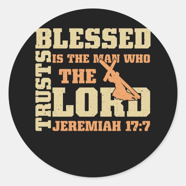 Selig ist der Mann Trusts, der der Herr Jeremiah 1 Runder Aufkleber (Vorderseite)