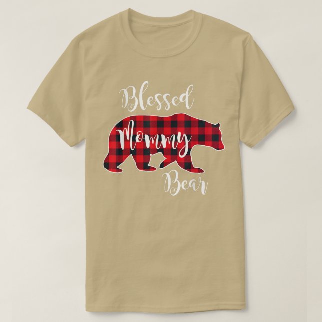 Selig Mommy Bär Buffalo Karo Karierte Muster Mam T-Shirt (Design vorne)