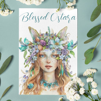 Selig Ostara Eostre Spring Equinox Aquamarin Feiertagskarte
