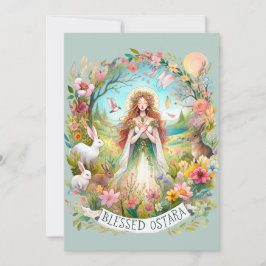 Selig Ostara Witchy Pagan Sage Flat Holiday Card Feiertagskarte
