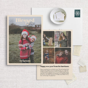 Selig Retro-Inspirierte Weihnachtskarte des Fotos Feiertagskarte