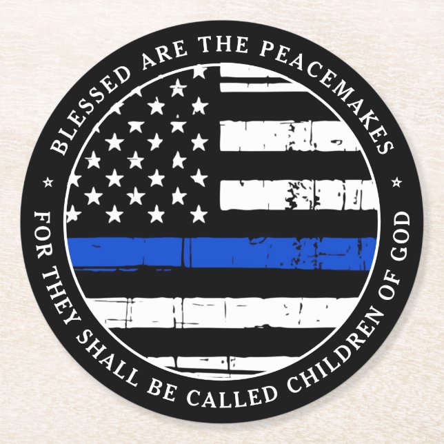 Selig sind die Party der Friedenstruppe Runder Pappuntersetzer (Vorderseite)