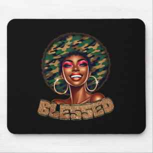 Selige Camouflage Schwarze Frau Glaube Afrikanisch Mousepad