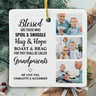 Selige Großeltern Personalisiert 3 Foto Collage Keramikornament