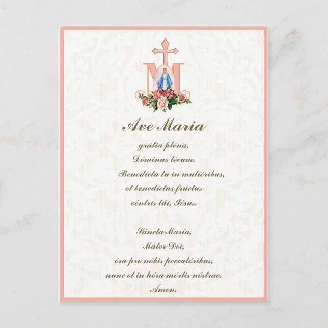 Selige Jungfrau Hagel Mary Jesus Latin Vintag Postkarte (Vorderseite)