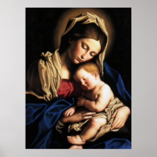 Selige Jungfrau Maria und Säugling Kind Jesus Poster
