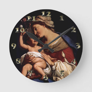 Selige Jungfrau Maria und Säugling Kind Jesus-Sira Runde Wanduhr