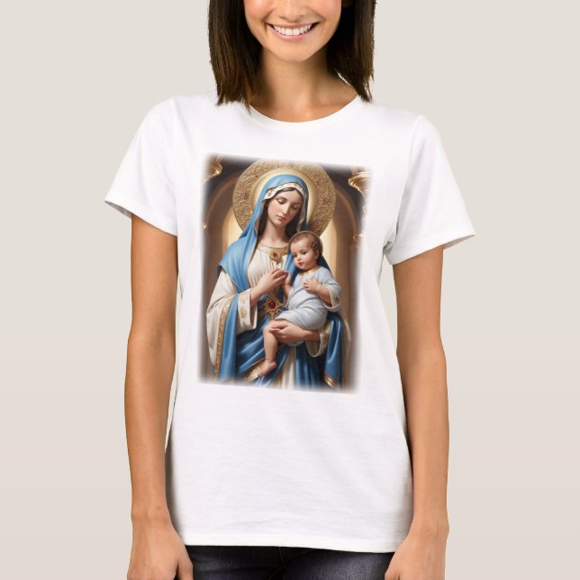 Selige Jungfrau Mary and Baby Jesus T-Shirt (Vorderseite)
