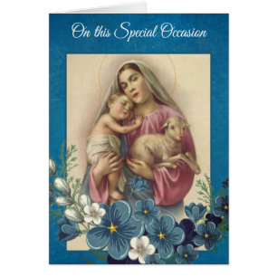 Selige Jungfrau Mary Baby Jesus Lamb Blume