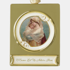 Selige Jungfrau Mary Baby Jesus Religiöse Weihnach Banner-Ornament Gold