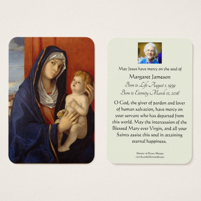 Selige Jungfrau Mary Jesus Beerdigung Gebet (Vorne & Hinten)