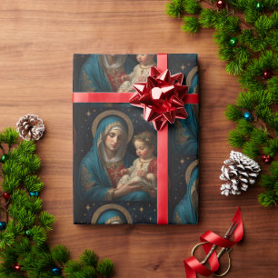 Selige Jungfrau Mary & Jesus Krippe Weihnachten Geschenkpapier