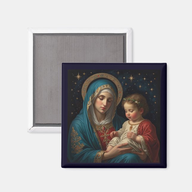 Selige Jungfrau Mary & Jesus Krippe Weihnachten Magnet (Vorderseite/Rückseite)