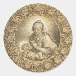 Selige Jungfrau Mary Jesus Weihnachten Vintag Runder Aufkleber