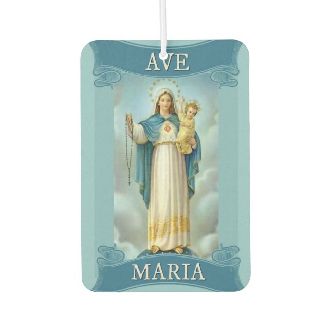 Selige Jungfrau Mary mit Baby Child Jesus Rosary Autolufterfrischer (Vorderseite)