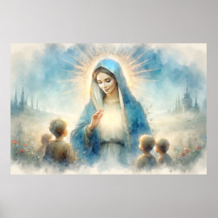 Selige Jungfrau Mary mit Kindern Poster