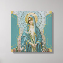 Selige Jungfrau Mary mit Lilies Leinwanddruck