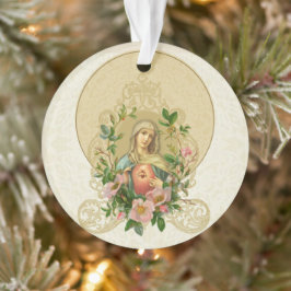 Selige Jungfrau Mary Religious Vintag Floral Lace  Ornament