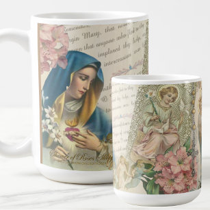 Selige Jungfrau Mary Vintag katholische Rosary Mar Kaffeetasse