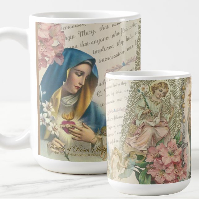 Selige Jungfrau Mary Vintag katholische Rosary Mar Kaffeetasse (Von Creator hochgeladen)