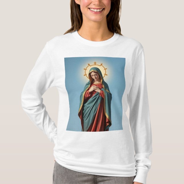 Selige Jungfrau Mary Women's Long Sleeve Tee Shirt (Vorderseite)