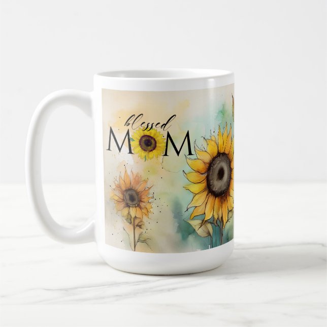 Selige Mama Sonnenblume Tasse Geschenk Mutter Mama (Links)