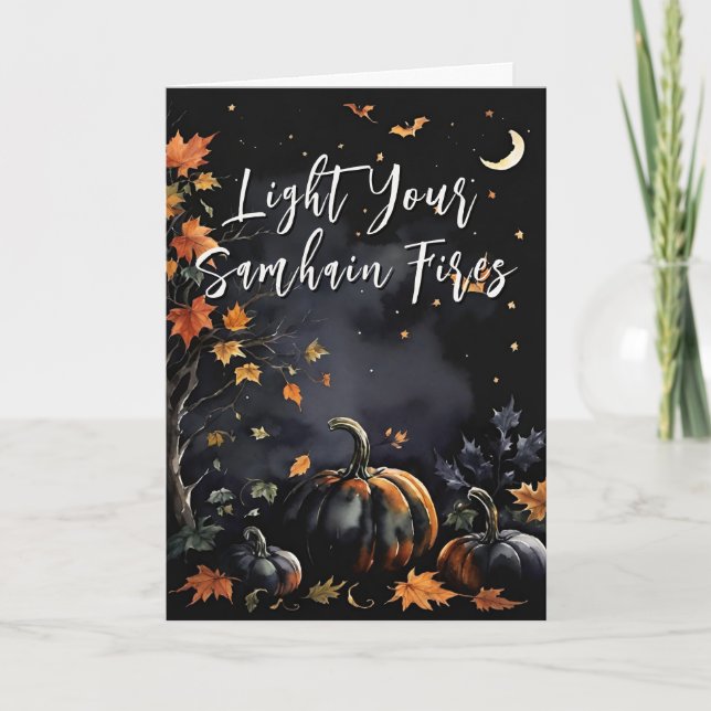 Seligen Samhain Night Halloween Pumpkins Fall Karte (Vorderseite)