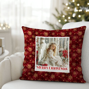 Seligroter und goldener Vintage-Engel Weihnachten Kissen