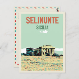 Selinunte, griechische Ruinen Illustration Sizilie Postkarte