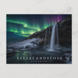 Seljalandsfoss Wasserfall Island Aurora Postkarte