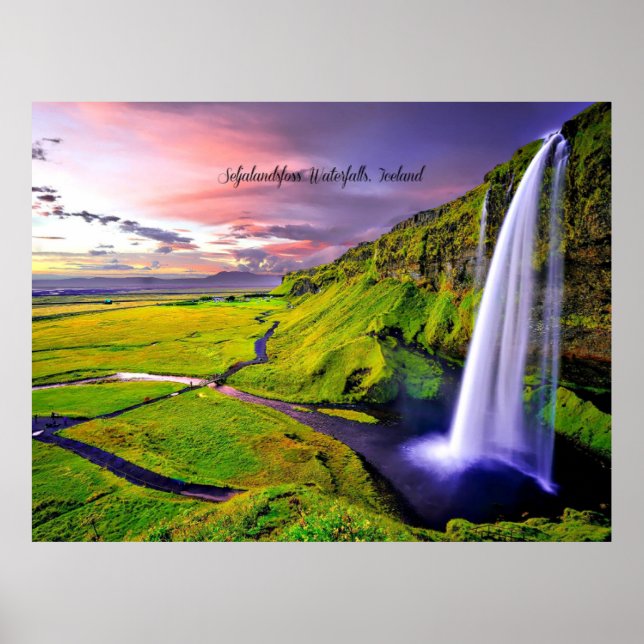 Seljalandsfoss Wasserfälle, Island Poster (Vorne)